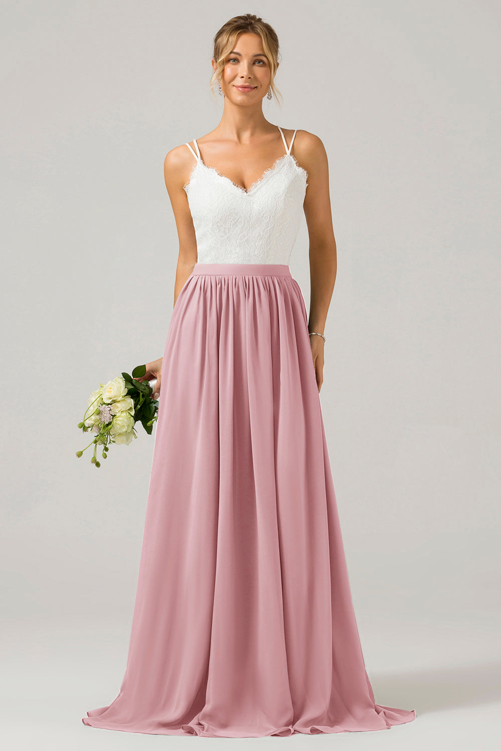 Zapaka Women Dusty Blue Boho Chiffon Long Bridesmaid Dress with Lace Open Back Spaghetti Straps Wedding Party Dress ZAPAKA NZ Zapaka Women Dusty Blue Boho Chiffon Long Bridesmaid Dress with Lace Open Back Spaghetti Straps Wedding Party Dress ZAPAKA NZ