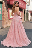 Sparkly Blush Spaghetti Straps Mermaid Ball Dress with Cape