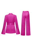 Champagne Double Breasted 2 Piece Women's Suits with Belt