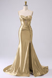 Sparkly Red Mermaid Sweetheart Corset Long Ball Dress with Slit