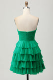 Yellow Strapless A Line Tiered Homecoming Dress with Bow