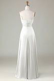 Keyhole Spaghetti Straps Lilac Bridesmaid Dress with Slit