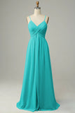 Spaghetti Straps Sleeveless Lvory Bridesmaid Dress