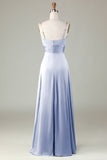 Keyhole Spaghetti Straps Lilac Bridesmaid Dress with Slit