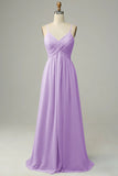 Spaghetti Straps Sleeveless Lvory Bridesmaid Dress