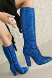 Sparkly Blue High Heel Cowgirl Boots