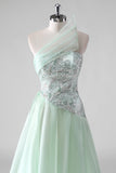 Light Green Sequins A Line Strapless Ruched Wedding Guest Dress