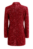 Sparkly Fuchsia Notched Long Women's Blazer