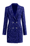 Sparkly Fuchsia Notched Long Women's Blazer