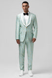 Mint Shawl Lapel 2 Piece Jacquard One Button Men's Prom Suits