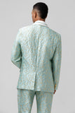 Mint Jacquard Shawl Lapel 2 Piece One Button Men's Suits