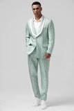 Mint Shawl Lapel 2 Piece Jacquard One Button Men's Prom Suits