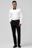 Peak Lapel Black Jacquard 3 Piece One Button Men's Prom Suits