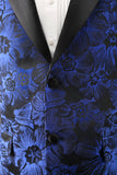 Royal Blue Jacquard Peak Lapel 2 Piece Men's Prom Suits