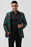 Green Jacquard Shawl Lapel One Button Men's Prom Blazer