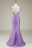 Stylish Mermaid Spaghetti Straps Dark Green Corset Ball Dress with Split Front