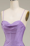Stylish Mermaid Spaghetti Straps Dark Green Corset Ball Dress with Split Front