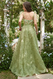 Light Green A-Line Ball Dress With Embroidery