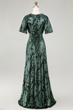 Dark Green Burnout Velvet Mother of Bride Dress