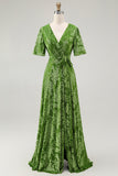 Dark Green Burnout Velvet Mother of Bride Dress