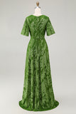 Dark Green Burnout Velvet Mother of Bride Dress