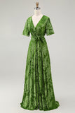 Dark Green Burnout Velvet Mother of Bride Dress