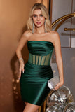 Dark Green Corset Strapless Bodycon Short Homecoming Dress