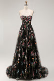 A-Line Sweetheart Long Corset Ball Dress With Flower