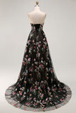 A-Line Sweetheart Long Corset Ball Dress With Flower