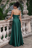 Dark Green A Line Sweetheart Keyhole Long Bridesmaid Dress