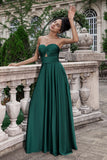 Dark Green A Line Sweetheart Keyhole Long Bridesmaid Dress