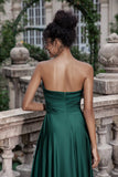 Dark Green A Line Sweetheart Pleated Keyhole Long Bridesmaid Dress