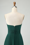 Dark Green A Line Sweetheart Keyhole Long Bridesmaid Dress