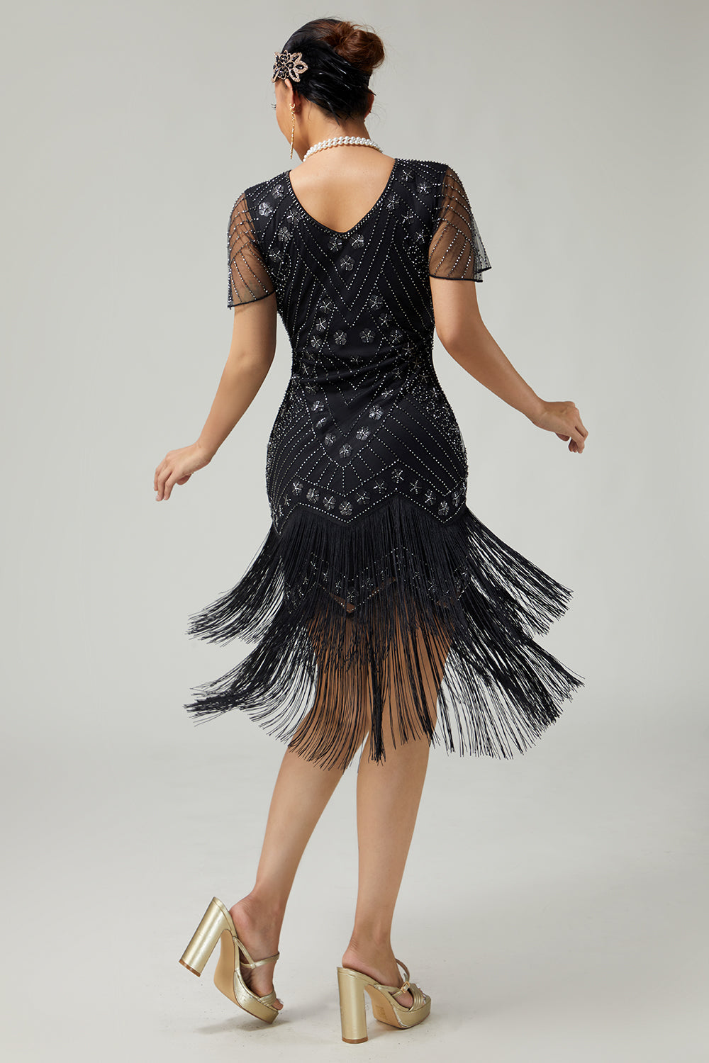 ZAPAKA Women Black Silver 1920s Dress Gatsby Fringed Bodycon Beaded Flapper Dress With 5-Piece Accessories Set ZAPAKA NZ ZAPAKA Women Black Silver 1920s Dress Gatsby Fringed Bodycon Beaded Flapper Dress With 5-Piece Accessories Set ZAPAKA NZ