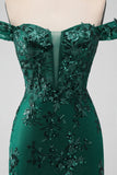 Sparkly Dark Green Off The Shoulder Tight Short Homecoming Dress with Sequins