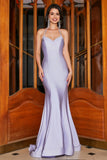 Halter Lilac Mermaid Spaghetti Straps Long Ball Prom Dress with Accessory