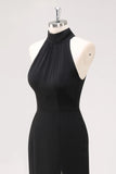 Black Halter Neck Ruffles Mermaid Long Formal Dress