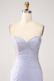 Lilac Mermaid Sweetheart Strapless Beaded Long Ball Dress