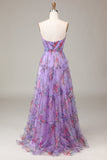 Purple A-Line Sweetheart Ball Dress With Slit