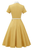 Retro Style Yellow 1950s Dress with Bowknot