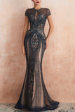 Luxurious Mermaid Jewel Neck Champagne Ball Dress with Beading