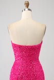 Bling Mermaid Sweetheart Hot Pink Sequins Long Ball Dress
