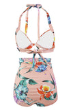 Print Halter High Waist Bikini Swimwear