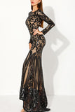 Black Champagne Mermaid Sequins Long Formal Evening Dress
