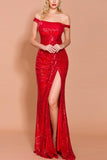 Red Sequin Memaid Long Ball Dress