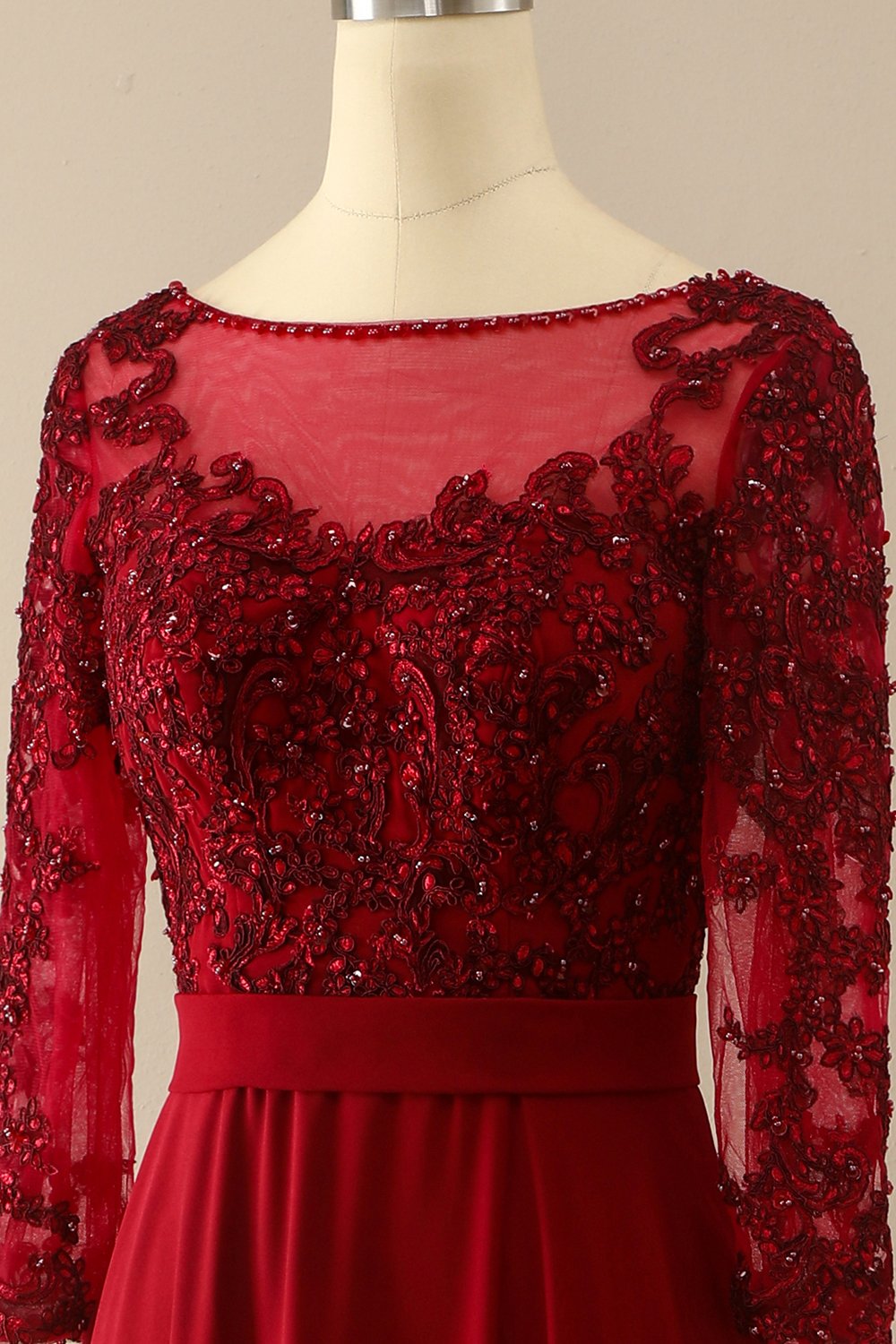 Burgundy Mother of the Bride Dress With Sleeves