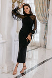 Black Sheath Long Sleeves Formal Dress
