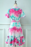 Blue and Pink Tie Dye Fishtail Dress