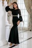 Mermaid Black Long Prom Dress with Lace