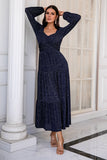 Navy Long Sleeves Mother Dress